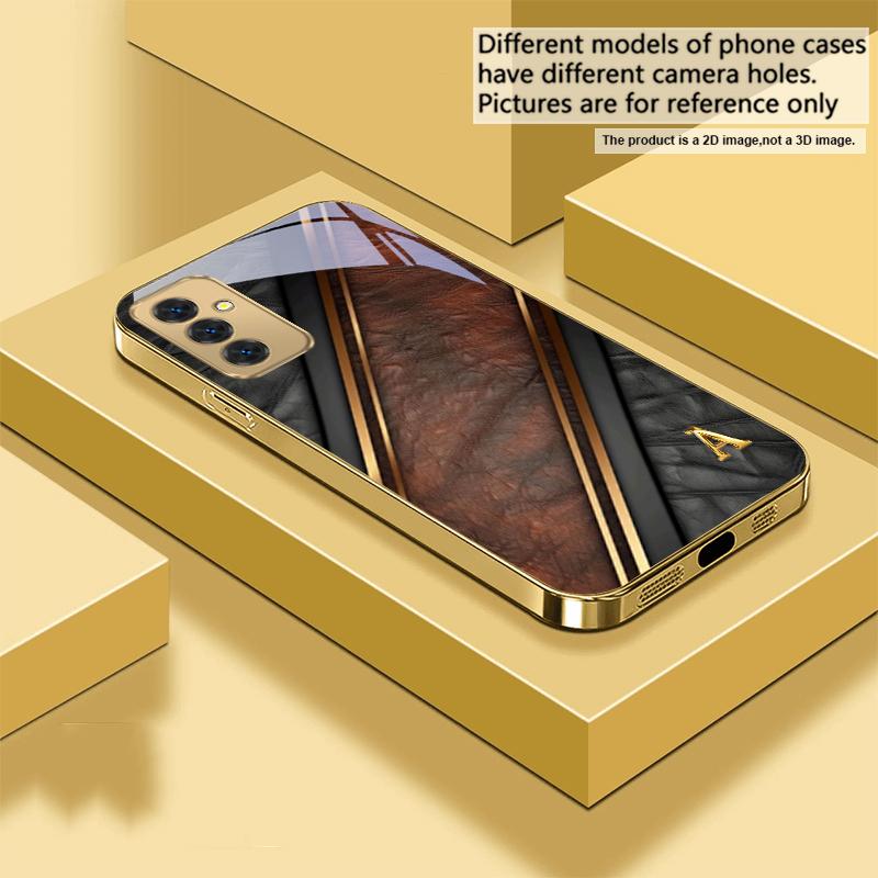 Brilliant golden letters For Samsung A 31 32 A33 A34 35 14 A15 13 16 25 26 50 52 53 54 55 56 70 71 72 73 Golden glass phone case