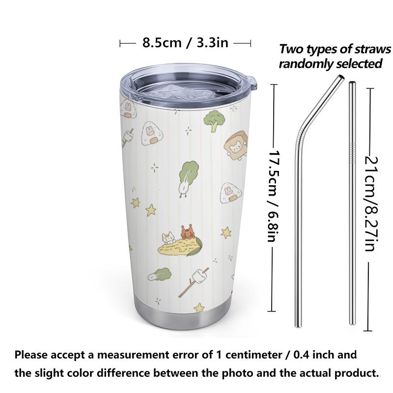 Car Tumbler 591ml Food Pet Element Straw Cup Insulated Travel Cup Stainless Steel Tumbler Tumbler With Lid 20oz Car Straw Cup