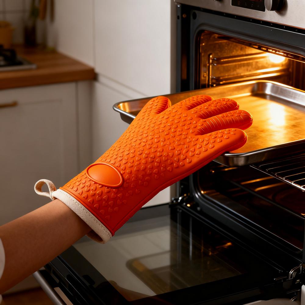 Silicone Anti-Scalding Gloves Microwave Oven Baking Special Heat Insulation Gloves Thickened High Temperature Kitchen Household