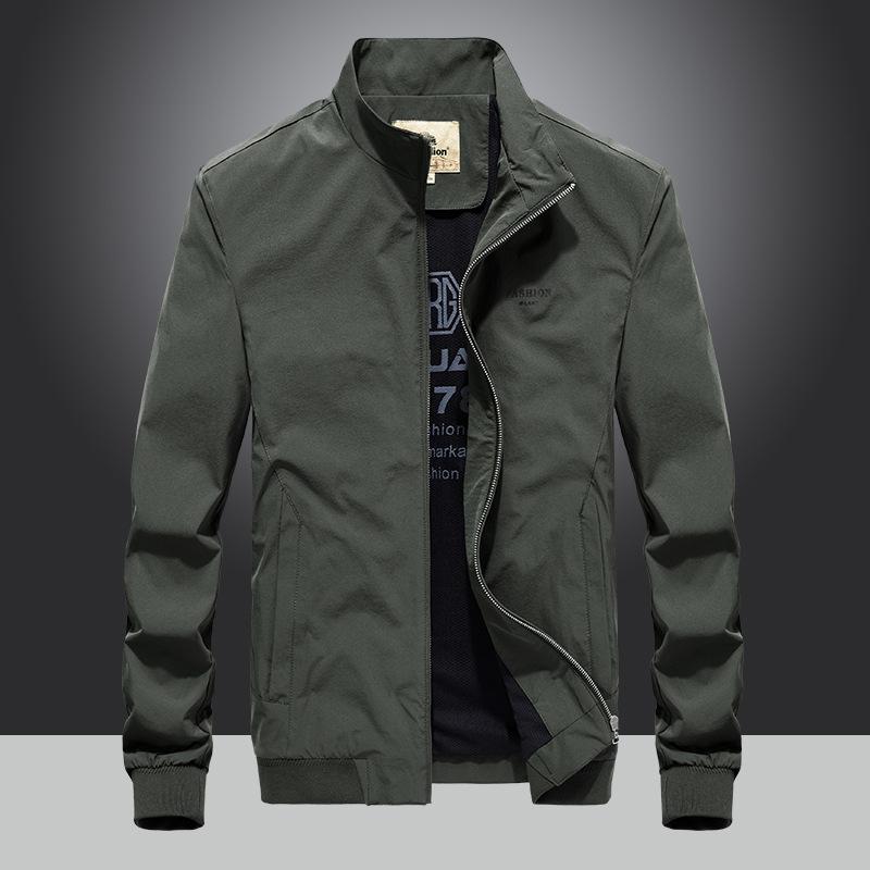 Autumn New Men's Stand-up Collar Four-sided Elastic Quick-drying Jacket Men's Single-layer Shrink-sleeved Elastic Jacket