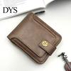 Anti-Theft Card Holder Men Faux Leather Wallet Large Capacity with ID Window Zipper Coin Pocket Button Vintage Front Multi-Slots Credit Durable