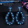 WWJ Black Golden Color Sparkly Sapphire CZ Zircon Cluster Flower Drop Earrings