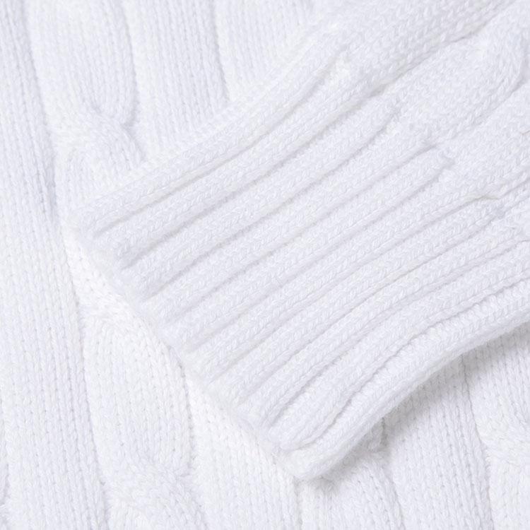 Polo Ralph Lauren SS23 Solid Color Logo Embroidered Cable Knit Sweater Women sweater White 211747397002