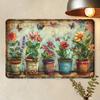 Vintage Garden Iron Hanging DecorRustic Planters and Colorful Floral Designs Perfect for HomeOffice Cafe or Bar Decoration