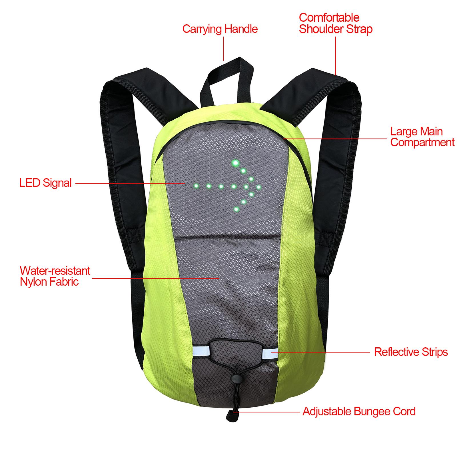 Беспроводной светодиодный указатель направления света, перезаряжаемый через USB, светодиодный указатель поворота, свет, крепящийся к рюкзаку, светодиодный рюкзак для поворотов жёлтый