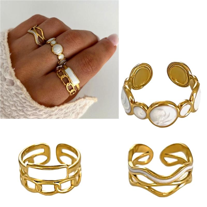Elegant Finger Rings Party Accessories Geometric Weddings Rings Stainless Steel Texture Suitable for Fashion Casual Look