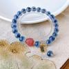 Blaues Achat-Herzarmband mit Perlen & Vergoldetem Silbermond, Frischer Xiaohongshu-Stil Geschenk.