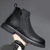 Mens Boots High Quality High Top Leather Boot Classic Business Casual Dress Boot Side Zipper Men Ankle Boots British Short Boots
