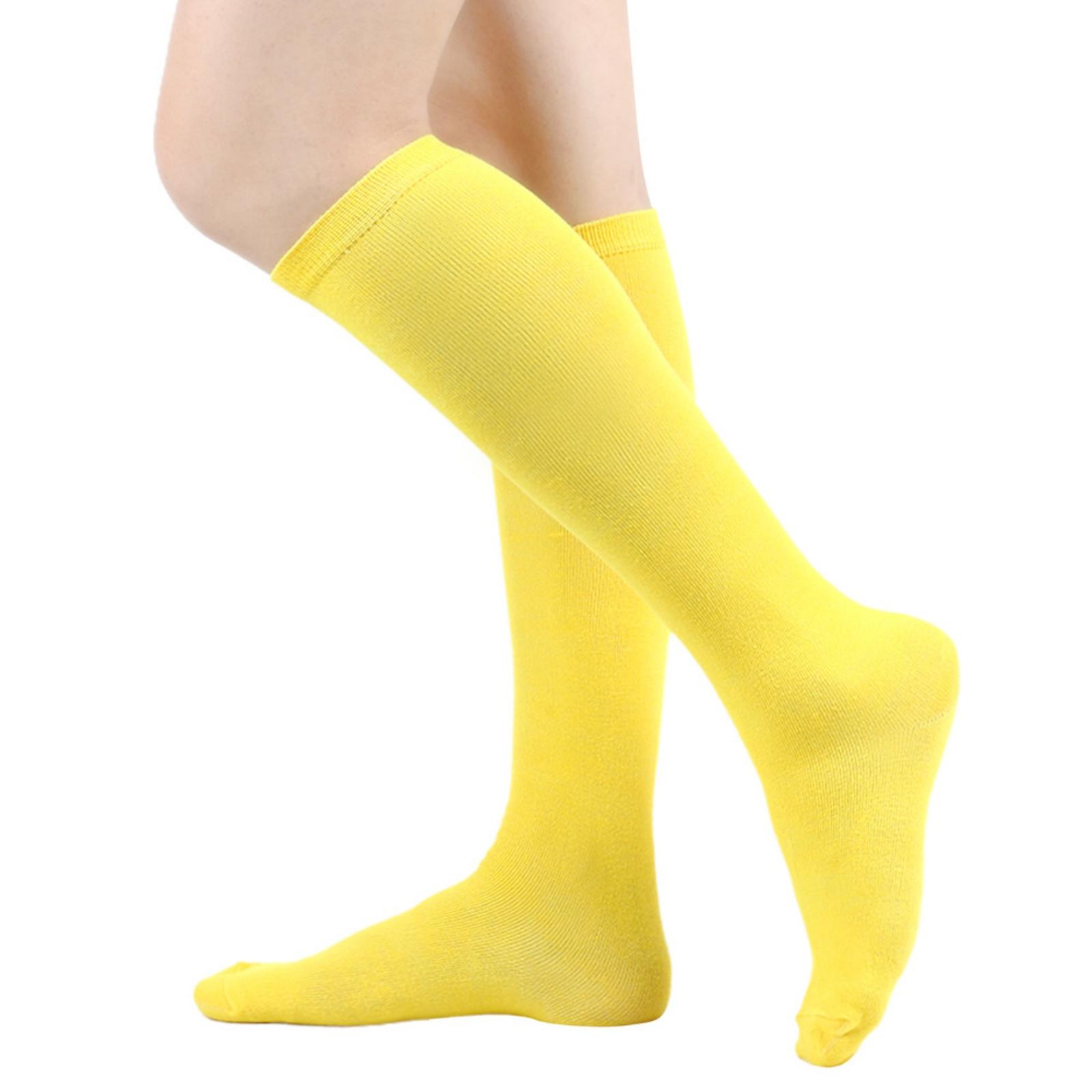 

Women s Solid Color Calf-high And Knee-high Socks One Size жовтий