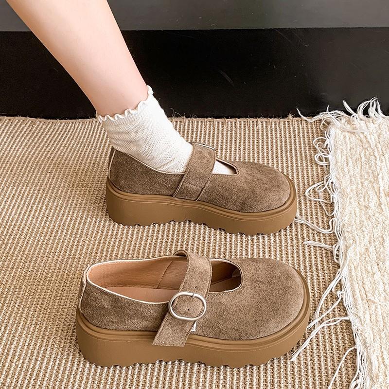 thick-soled women's spring and autumn new Japanese muffin thick-soled shallow mouth with skirt Mary Jane single shoes women