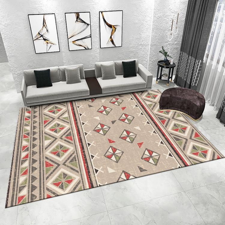 Moroccan Living Room Carpet Home Bedroom Anti-slip Rugs Diamond-shaped Line Decoration Rugs Multi-Size Ethnic Style Carpet