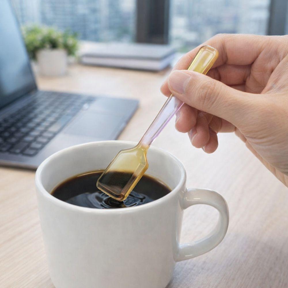 Colorful Glass Dessert Spoon Heat Cold Resistance Ice Cream Spoon Stirring Spoon  Restaurant