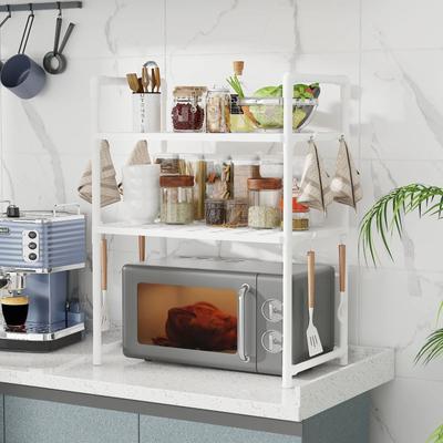 1pc Microwave Oven Storage Rack, Space-saving Countertop Kitchen Tableware Utensils Organizer, Kitchen Accessories Plastic Shelf