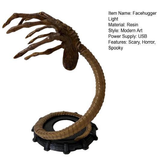LED Facehugger Night Light Scary Alien Claws Twinkle Light Horror Light Up Facehugger Figurine Table Lamp for Home Bedroom Halloween Indoor Decor