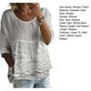 Damen T-Shirt Rundhalsausschnitt Halbe Ärmel Stickerei Blumenmuster Lockerer Saum T-Shirt Einfarbige Falten Design Sommer Oberteile