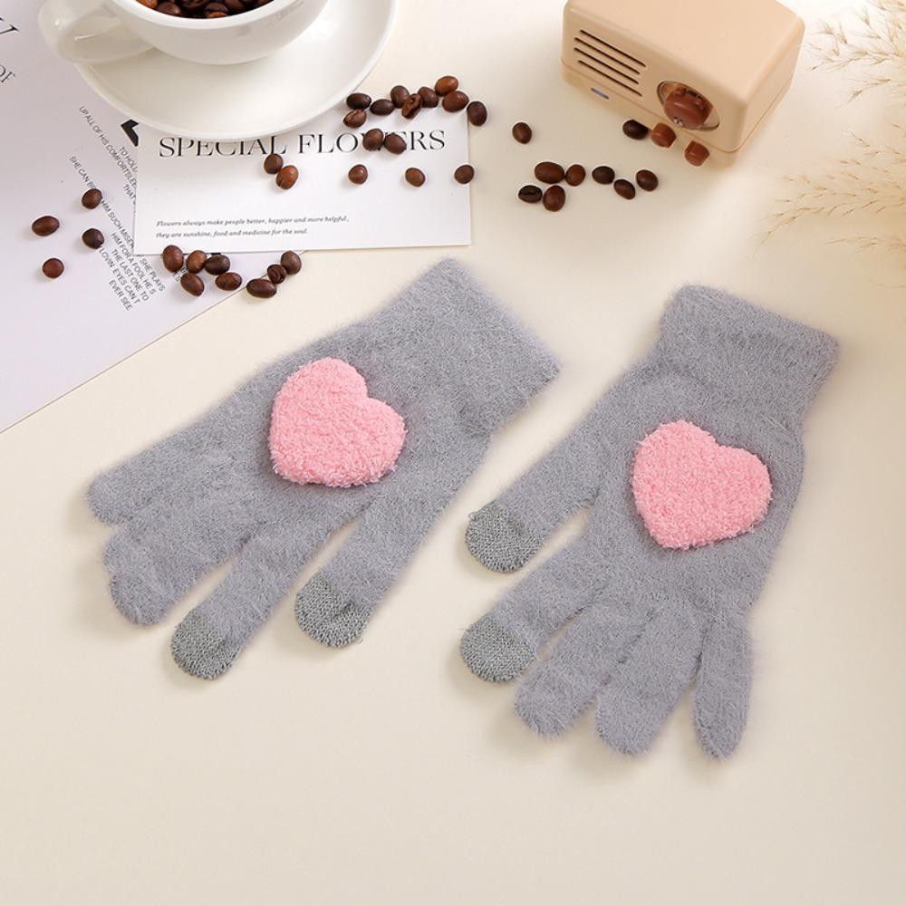 

Плюшеві рукавички з сенсорним управлінням для пальців Захищають від холоду Зимові рукавички Милі теплі рукавички Холодна погода сірий