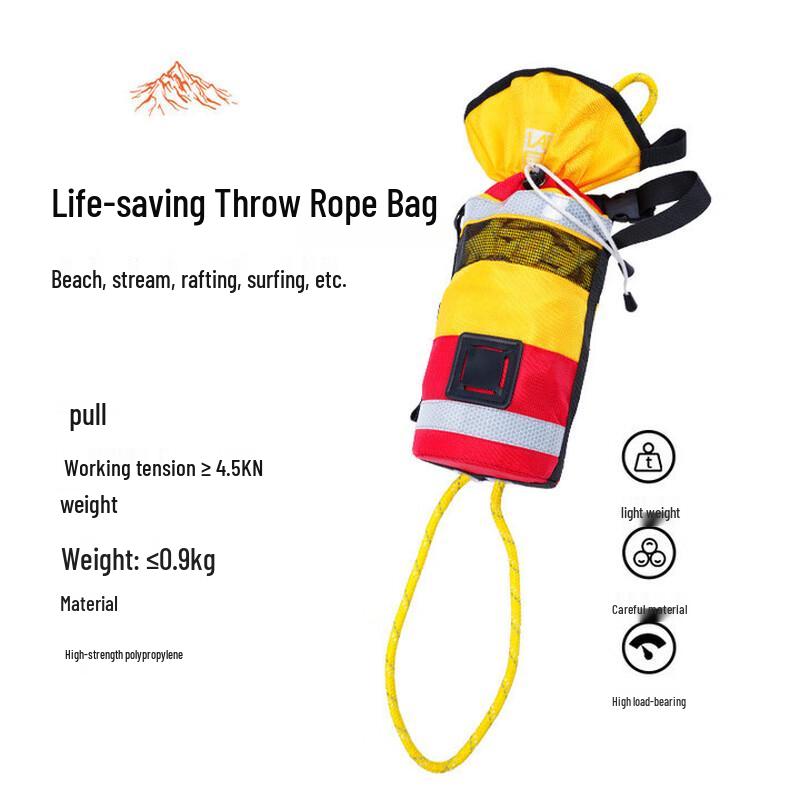 DAXTE Fluorescent Reflective Rescue Throw Rope Bag 21m