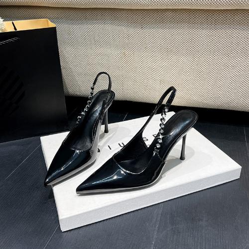 Fashion 2025 Spring Autumn Women's Stiletto Heels Sexy Pointed Toe Club Sandals Rhinestone Open Toe Slip-On Shoes