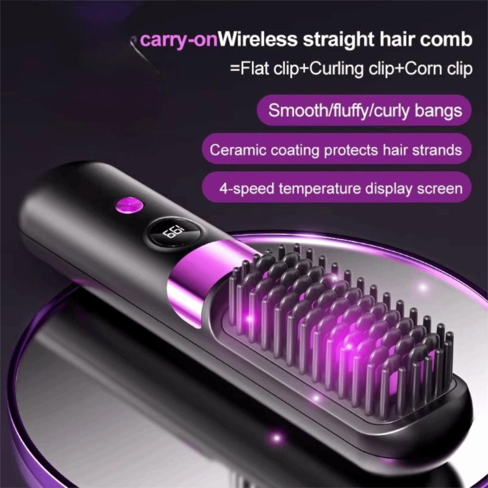 USB Charging Portable Hair Straightener LCD Display Cordless Hair Flat Iron  Family Use