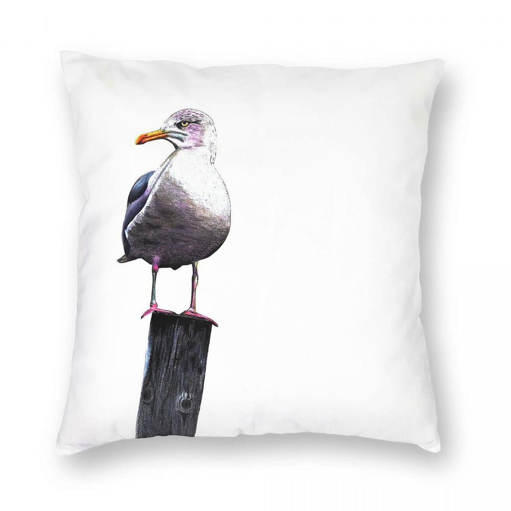 Grumpy Seagull Pillowcase Polyester Linen Velvet Pattern Zip Decorative Throw Pillow Case Car Cushion Cover