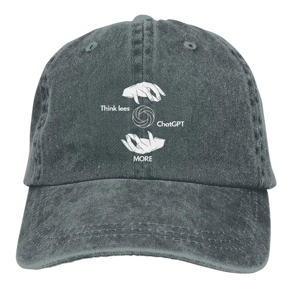 Pure Color Cowboy Hats Think Less Plus Women's Hat Sun Visor Baseball Caps ChatGPT Peaked Trucker Dad Hat