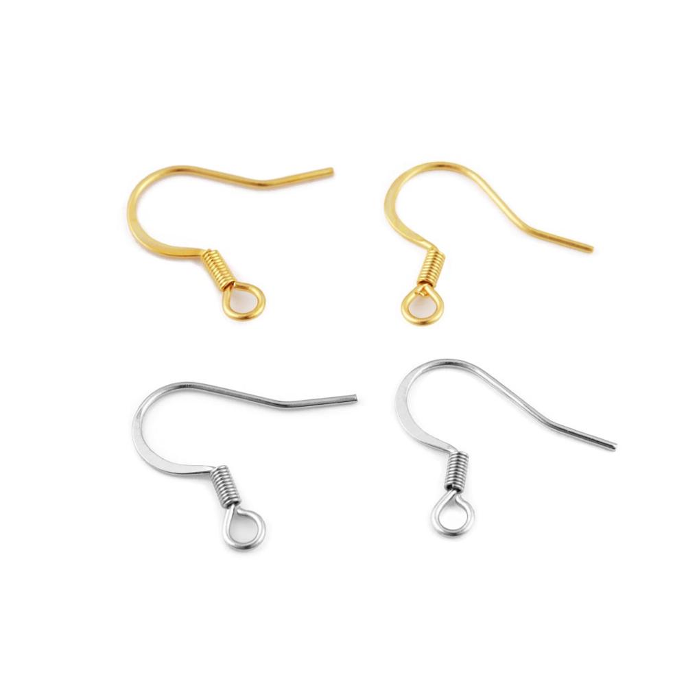 50 Stück/Los Goldfarbe Edelstahl Ohrhaken Ohrstecker Verschlüsse Mit Feder Ohrhaken Für Schmuckherstellung Zubehör
