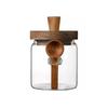 Glass Airtight Canister Sealed Jar with Wooden Spoon Transparent Food Storage Jar for Spice Coffee Beans Kitchen Pantry Supplies