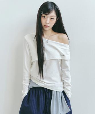 Nigaennikol Asymmetric Off Shoulder Top_Ivory