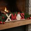 Wood Letter Ornament Wooden Christmas Table Sign, XMAS SNOW NOEL Tabletop Sign with Noel Base, Hollow Centerpiece for Xmas Party Decor Festive Signs
