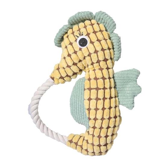 

Игрушка для домашних животных Дизайн Морского Конька Игрушка-антидот от скуки для собак со встроенной погремушкой Перетягивание Канат Очистка Зубов Интерактивная Игрушка для Собак жёлтый