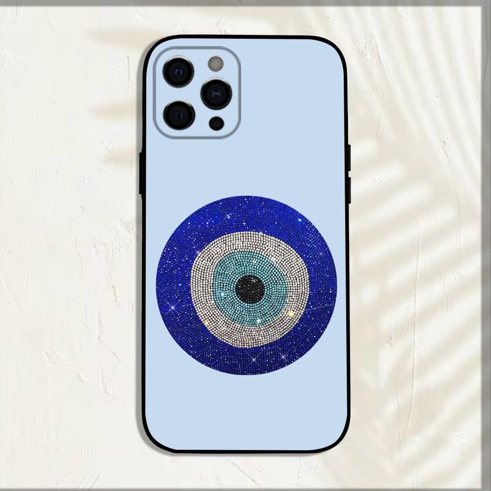Turkish Lucky Blue Evil Eye Phone Case For iPhone 15,14,13,12,11,Pro,X,XS,Max,XR,Plus,Mini Soft Black Cover
