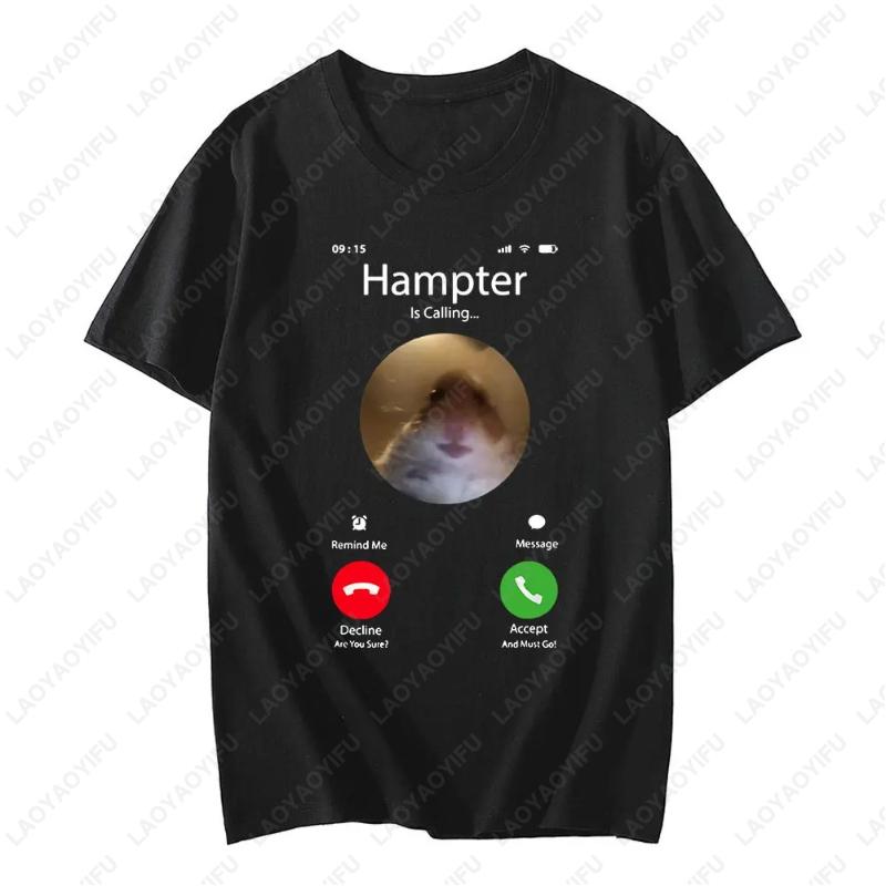 Dank Meme Hamster Staring Front Camera Hampter Calling Tshirt Fashion Streetwear Unisex Tops Men Women Cotton Trending Cool Tees