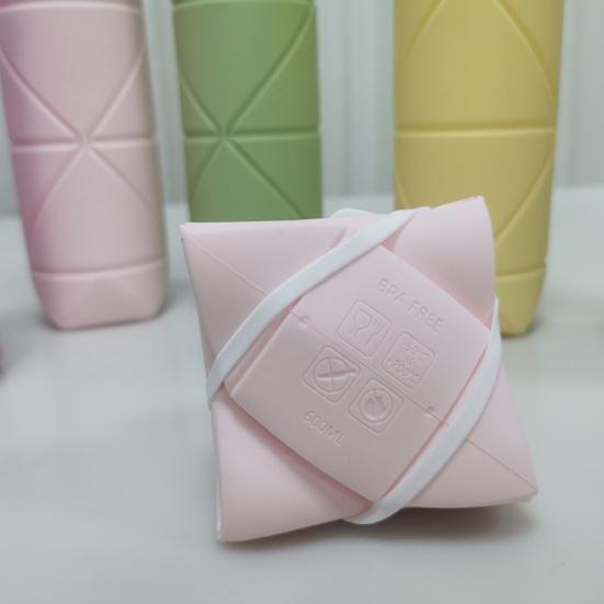 Collapsible Water Bottle Reusable Leak-Proof Silicone Water Cup 600ml Large Capacity Straw Cup Portable Outdoor Sports Kettle