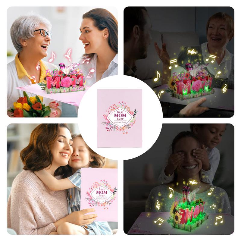 Mother's Day 3D Greeting Card Happy Mothers Day 3D Flower Greeting Card Holiday Supplies Blessing Special Thank You For Mom Or