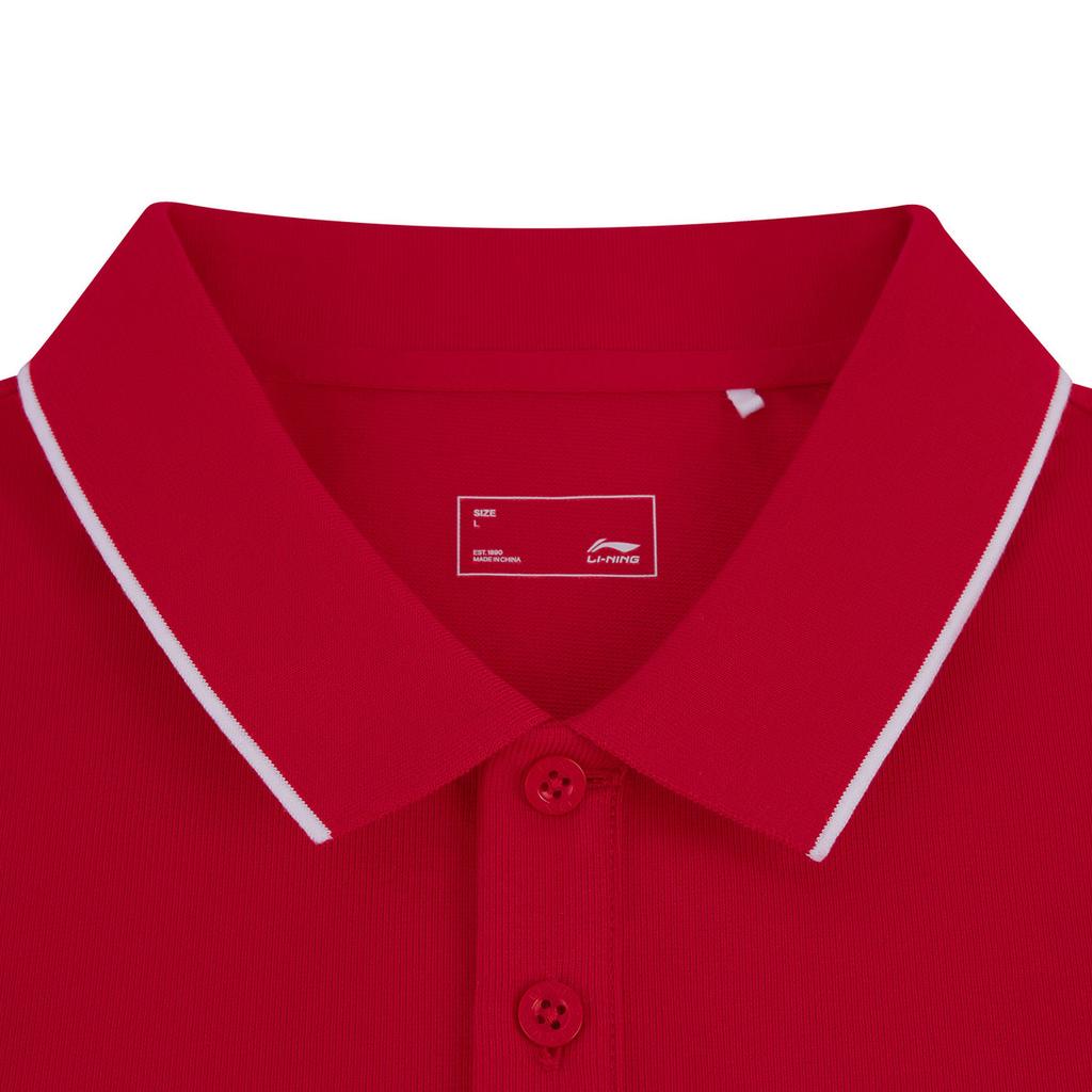 Li-Ning Fashionable Sports Casual Short Sleeve Breathable Polo Shirt Men tops Bull-Red APLW475-3