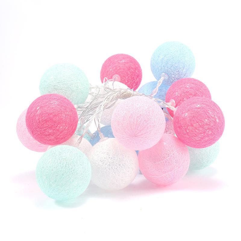LED Rattan Cotton Ball Fairy Lights for Christmas & Bedroom Decor