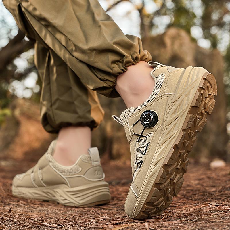 New Rotary Buckle Men's Trekking Shoes Outdoor Platform Hiking Shoes Men Climbing Shoes Mesh Breathable Walking Sneakers For Man