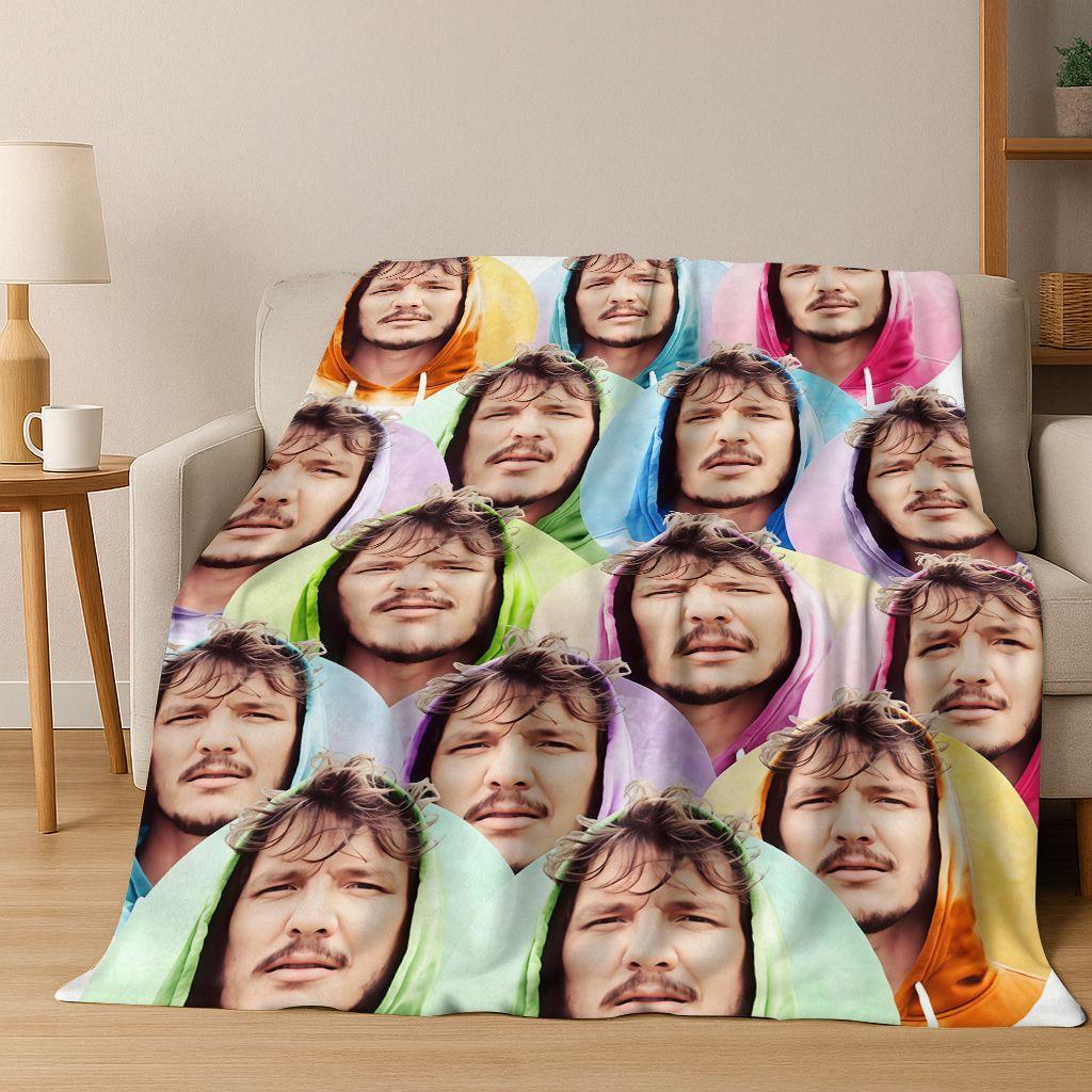 

Famous Pedro Pascal Actor Star Art Gift Flannel Blanket,Cozy Soft Throw Blanket for Home Bedroom Bed Sofa Office Cover Kids 75x90cm