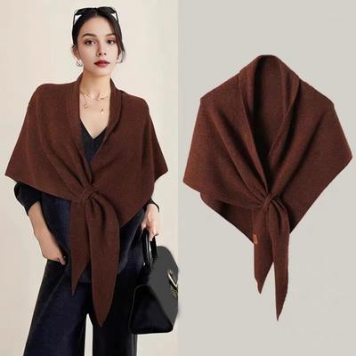 Damstickad sjal omslag randigt tryck kofta cape ull kashmir scarf bekväm damaccessoar