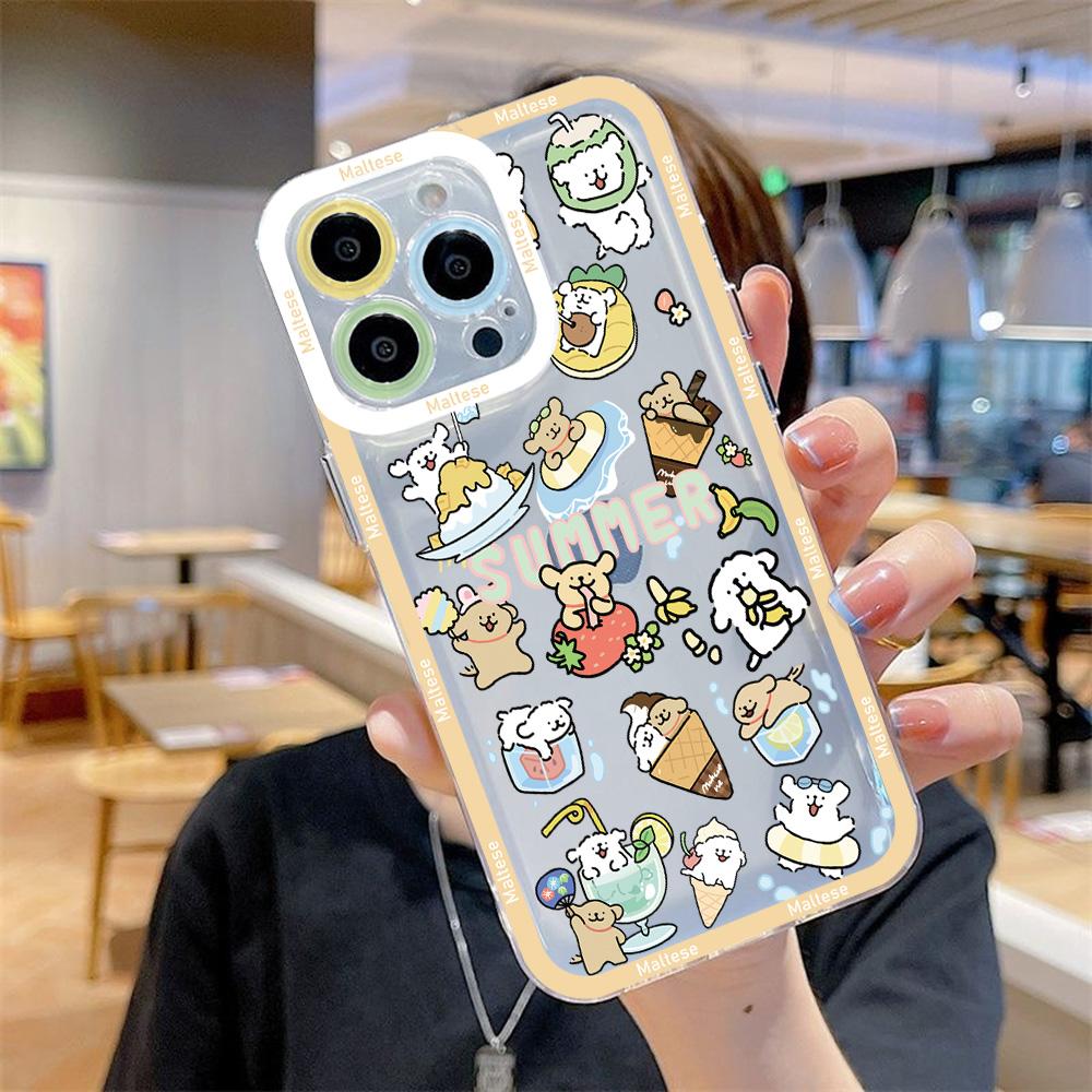 

Summer Line Puppy Maltese Phone Case For Xiaomi Redmi Note 14 13 12 12S 12C 11 10 10C 13C 10s A1 A2 A3 Pro Plus 4G 5G soft Cover Redmi Note 13 5G