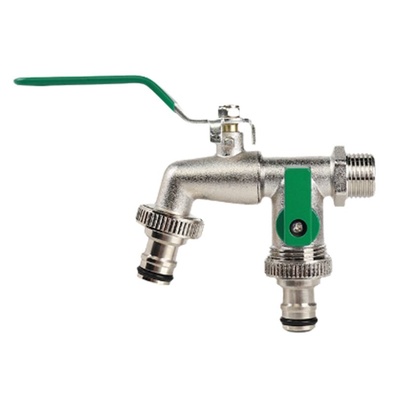 A60zalloy Garden Faucet Dual Control Water Discharge Replacement Adapter Double Nipple Faucet With Handle Easy Turn On/Offmay