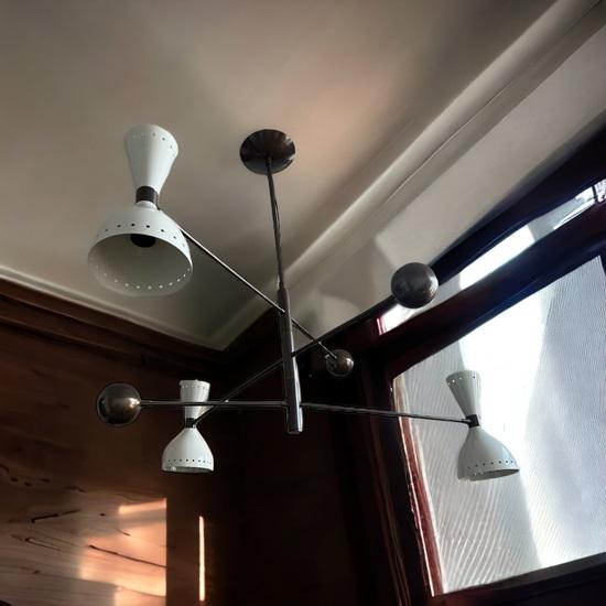 Sputnik 3 Light Mid Century Raw Brass Chandelier Modern Pendant