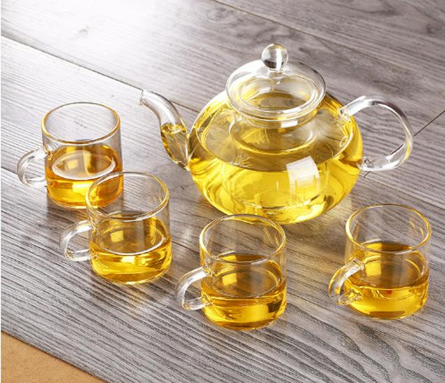 8-Piece Heat-Resistant Borosilicate Glass Tea Set with Flower Teapot – Perfect for Business Gifts