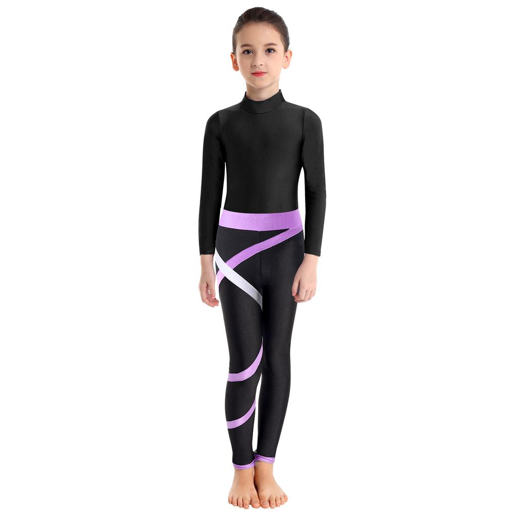 Mädchen-Gymnastik-Outfits, Kinder-Tanz-Ballett-Trikot und Stretch-Leggings-Set, athletischer Biketard