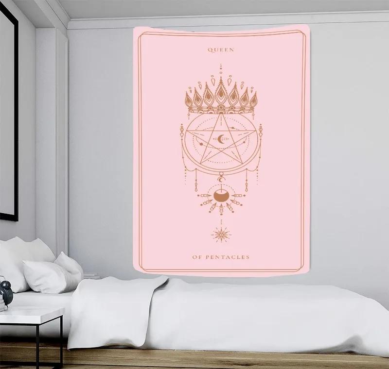 Pink Cartoon Divination Printed Tapestry Office Living Room Tapestry Home Wall Decoration Tapestry