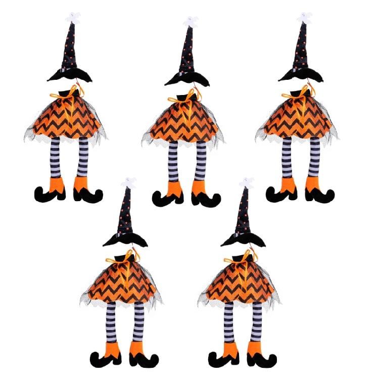 Festival Witch Hat Long Legged Wine Bottle Decorations, 5Pack, Wine Bottle Covers For Halloween Parties