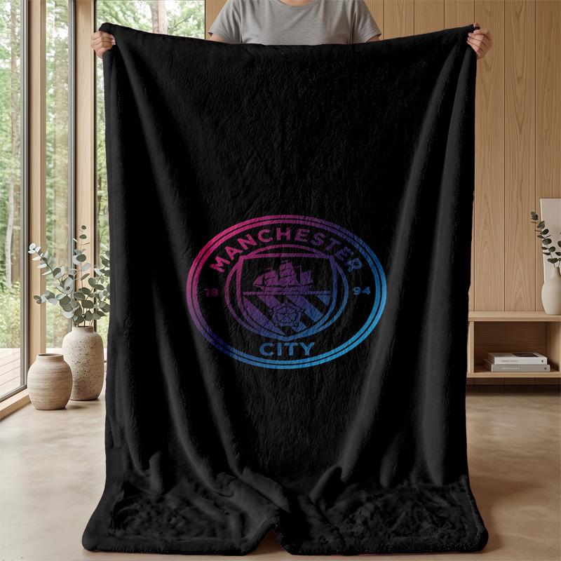 Manchester City Theme Blanket Soft Flannel Fleece Blanket Warm Lightweight Throw Blanket for Home Sofa Bed