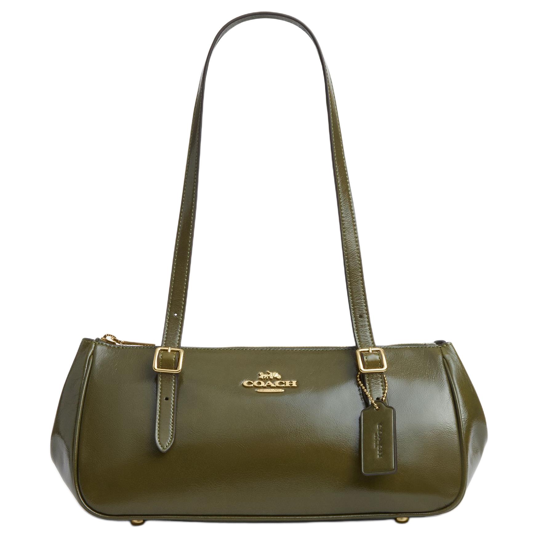 

Coach Asher 34 Gold Logo Leather Shoulder Bag Large Women shoulder bag Olive-Green CBJ05-IMOLV Gift Box Sets (Basic Set+Black Box)