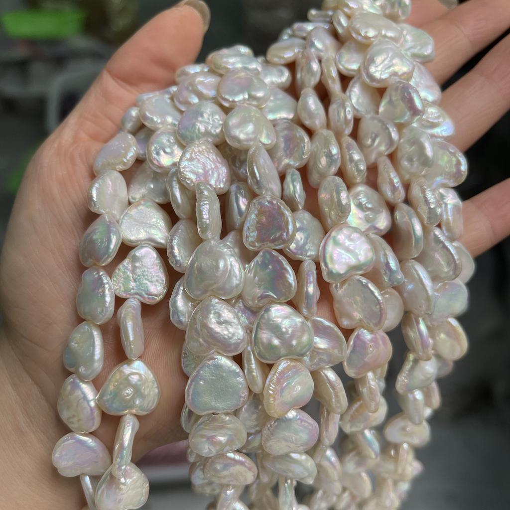 1String, White Natural Freshwater Pearls, Baroque heart-shaped Pearl Beads, 13×13mm, for DIY Necklace, Jewelry Making Crafts, Length 36 Cm