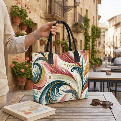  Boho Floral Tote Bag Casual Portable Shoulder Bag for Daily Use 